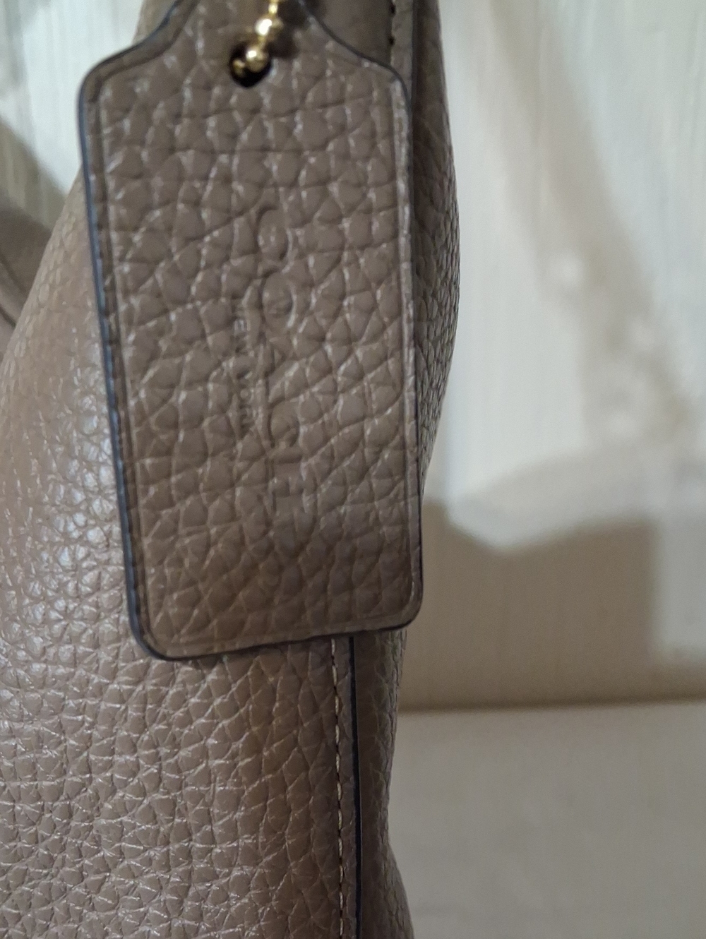 COACH Stone Color Leather Large Laurel Shoulder Bag Gold Tone Hardware - Picture 5 of 16